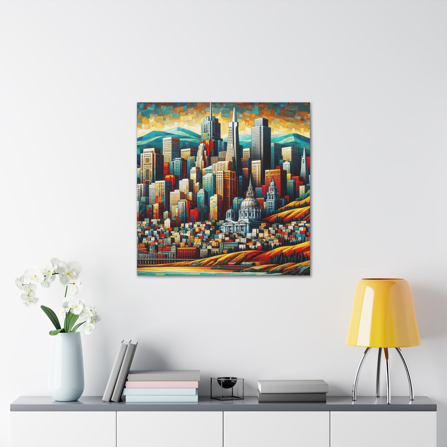 "Golden Horizon's Vibrant Canvas" - Canvas