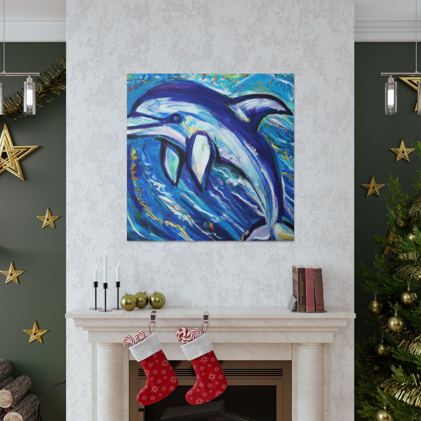 Dolphins in Expressionism - Canvas