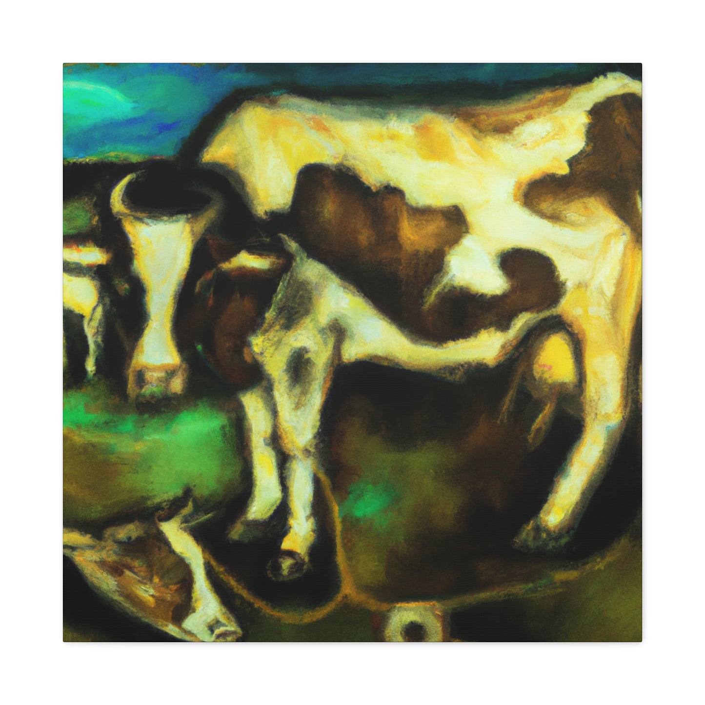 Cow in Cosmic Sky - Canvas