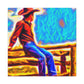 Cowboy on Fencepost - Canvas