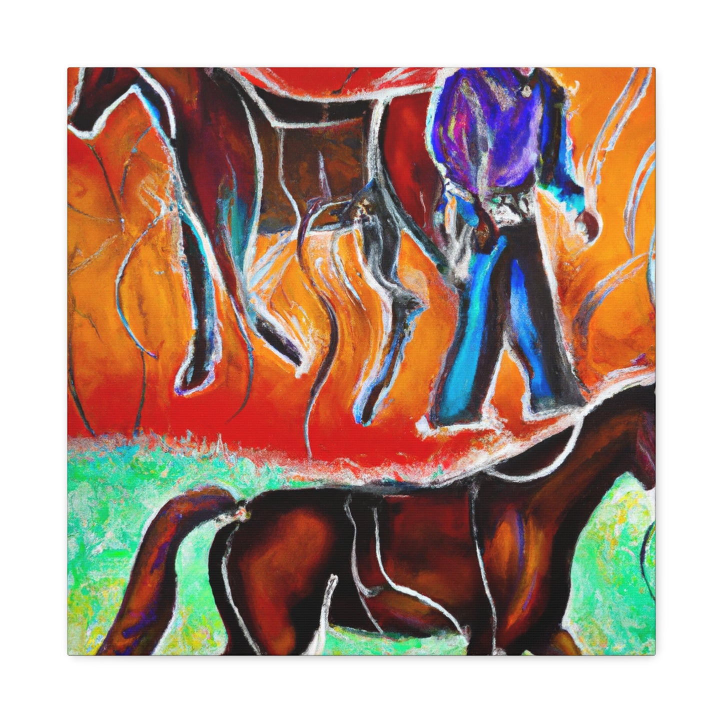 Horses in Autumn Pasture - Canvas