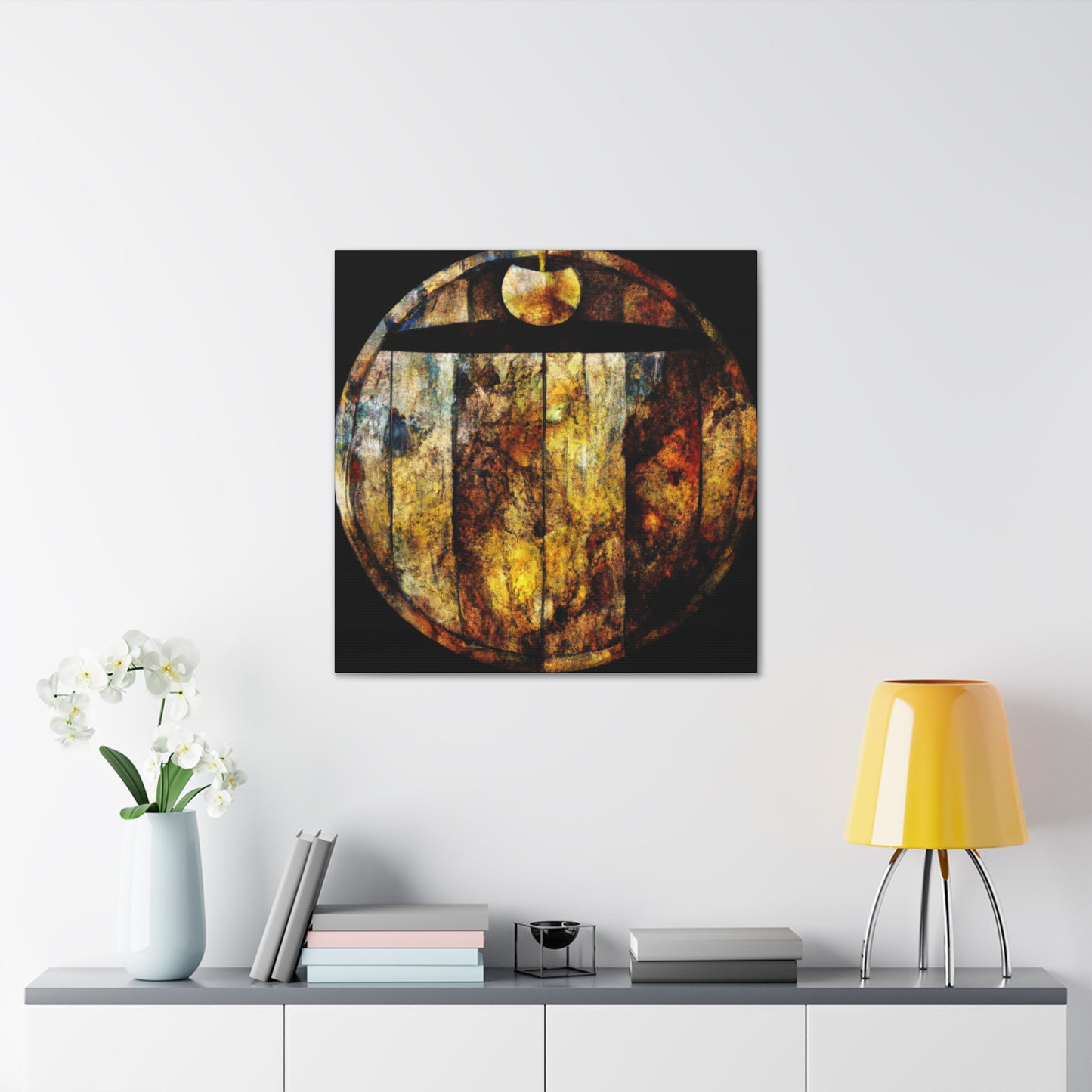 "Whiskey Barrel Glinting". - Canvas