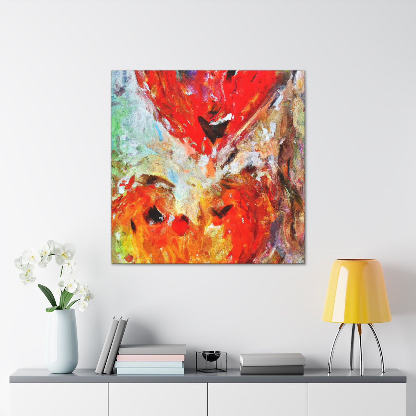 "Cherished Lovebirds Bloom" - Canvas