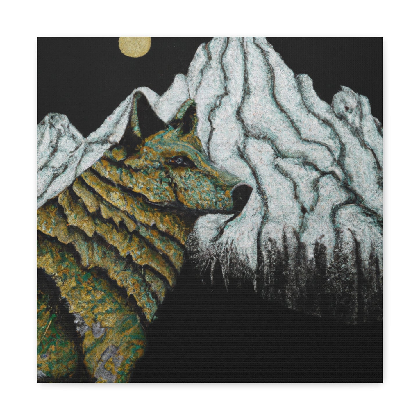 "Wolf in Pointillism" - Canvas