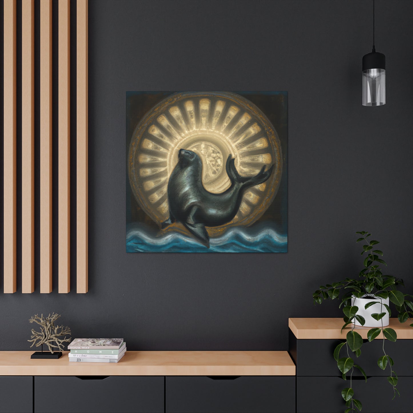 "Seal at Sunrise - Deco" - Canvas