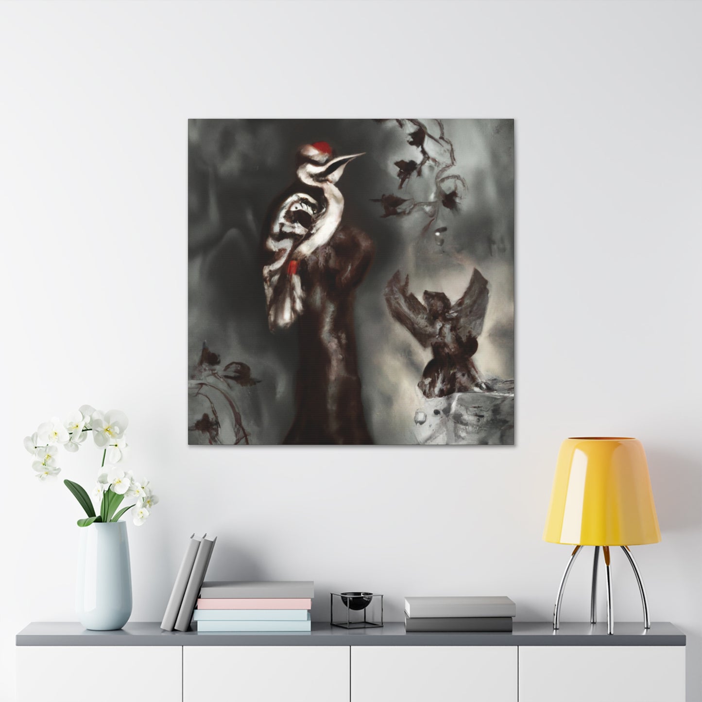 Downy Woodpecker Mosaic - Canvas