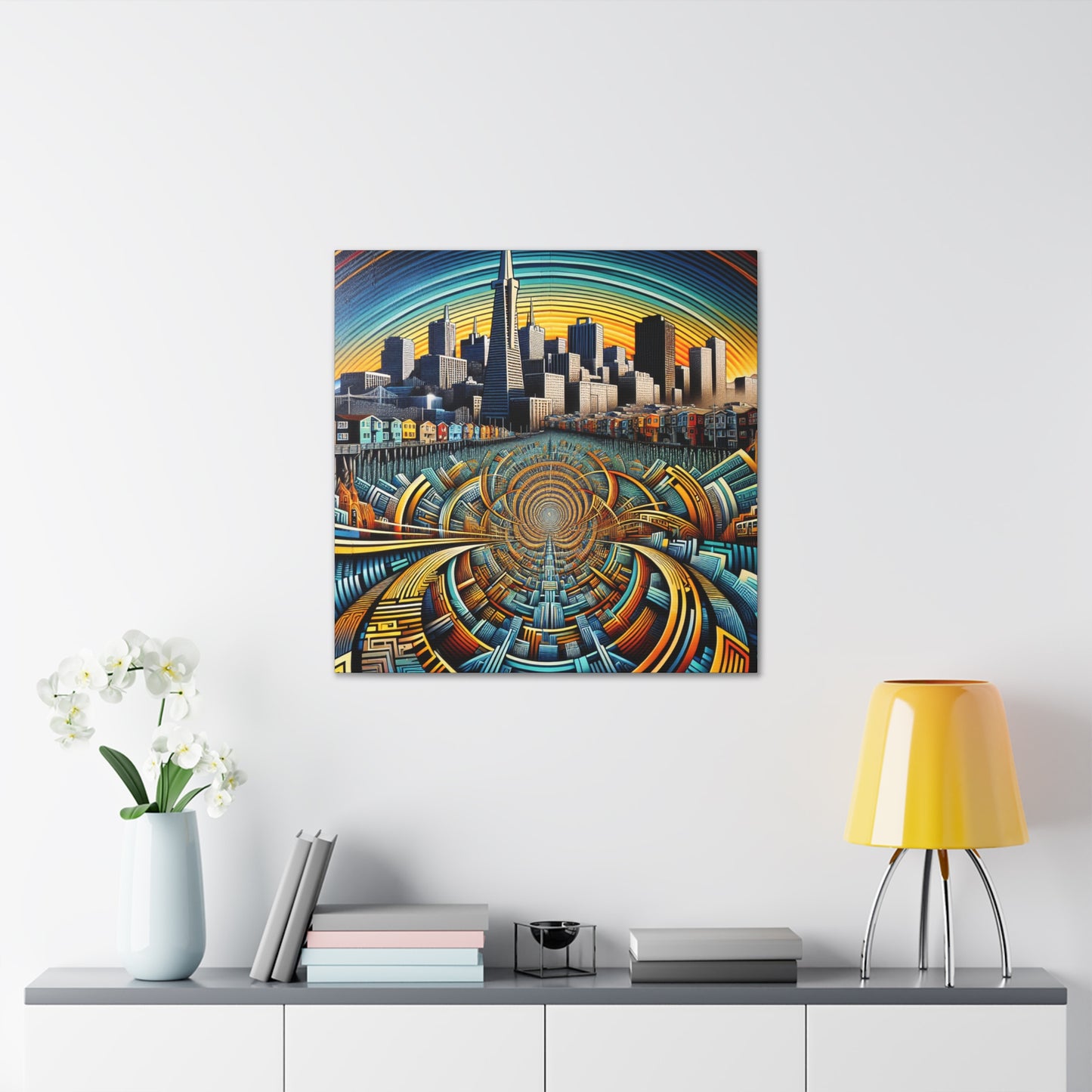 Golden City Silhouette - Canvas