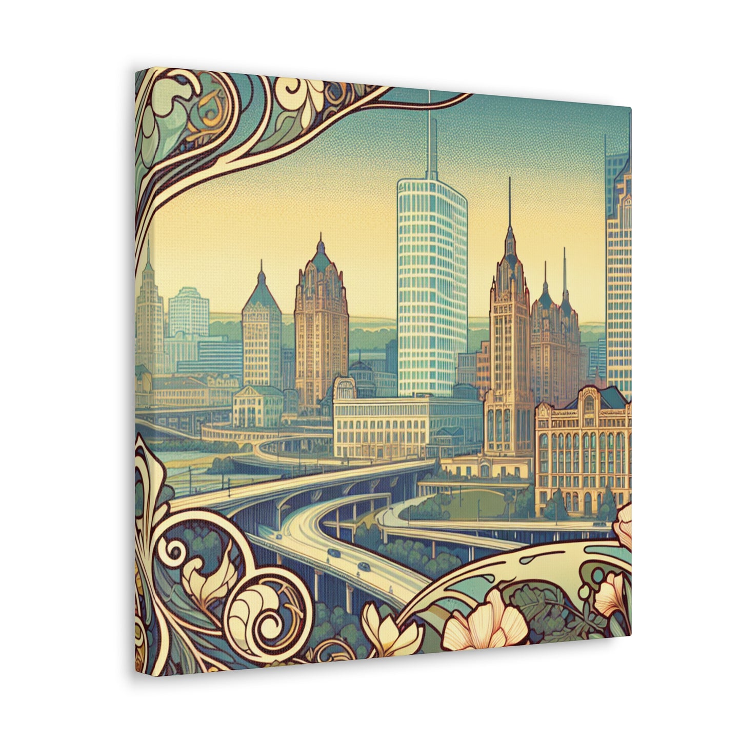 "Cityscape Symphony: Milwaukee" - Canvas