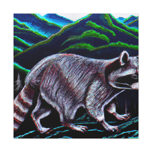 "Raccoon in Moonlight Scene" - Canvas