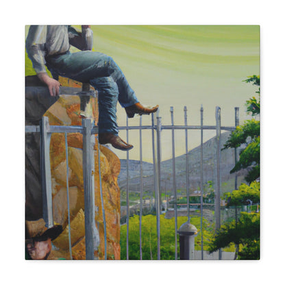 Cowboy on the Fence - Canvas