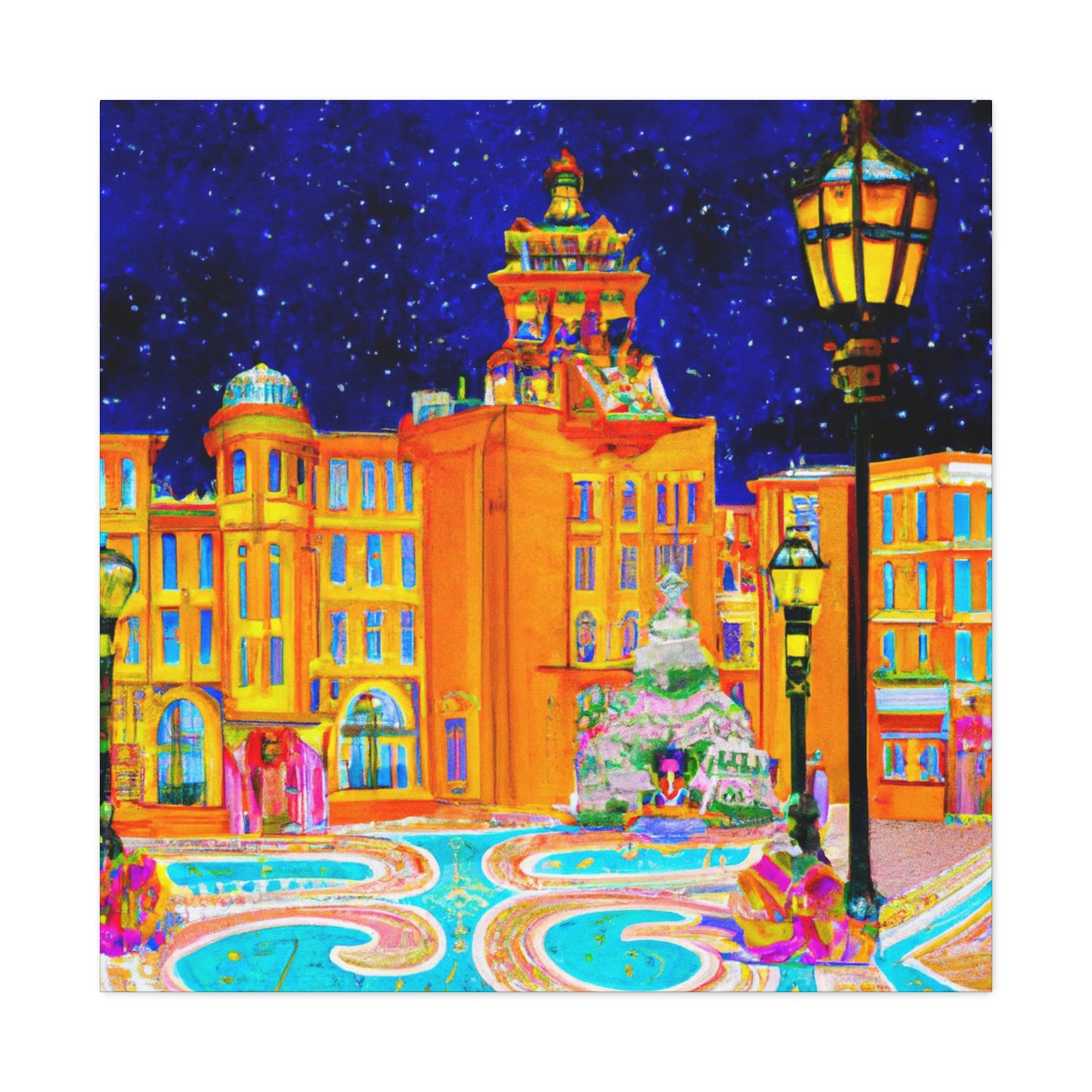 City Square in Moonlight - Canvas