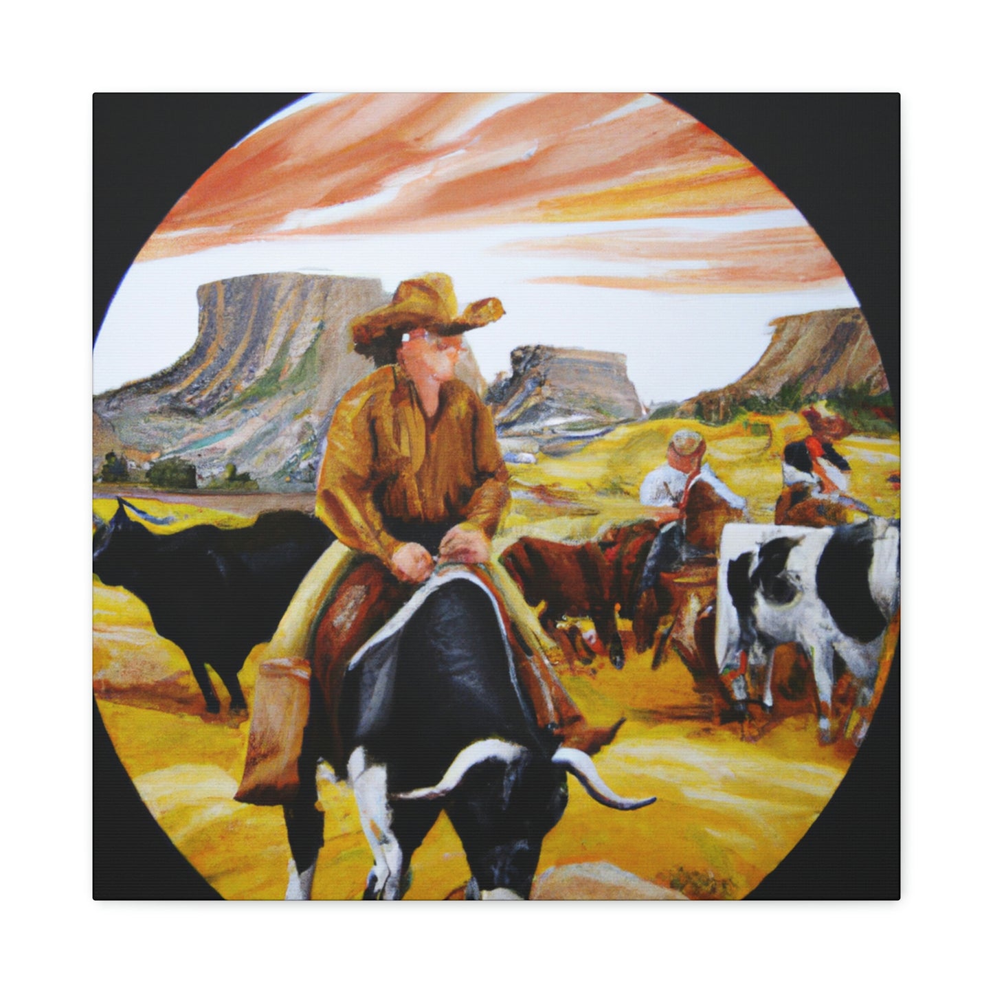 Cattle Round Up Scene - Canvas