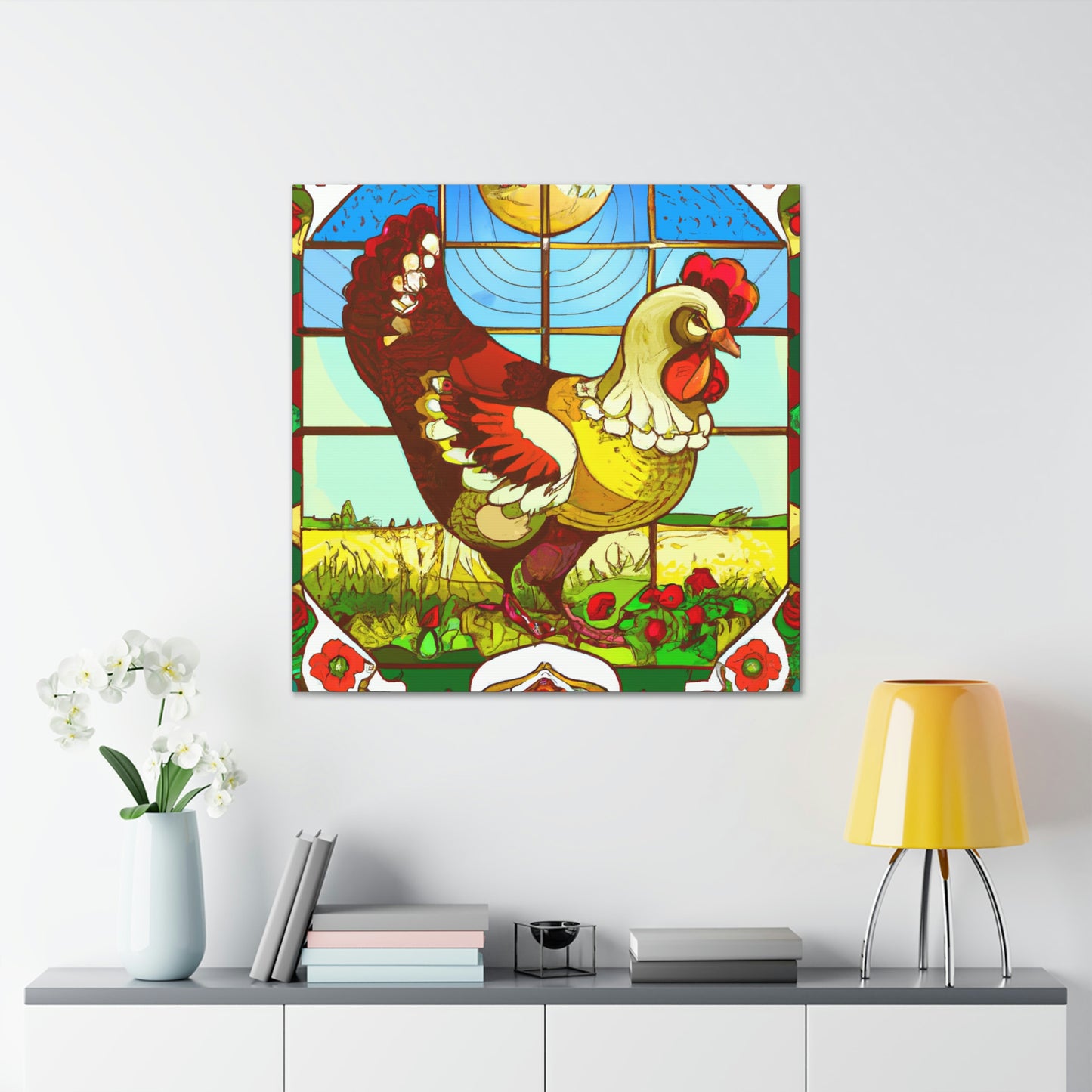 "Chickens in Art Nouveau" - Canvas