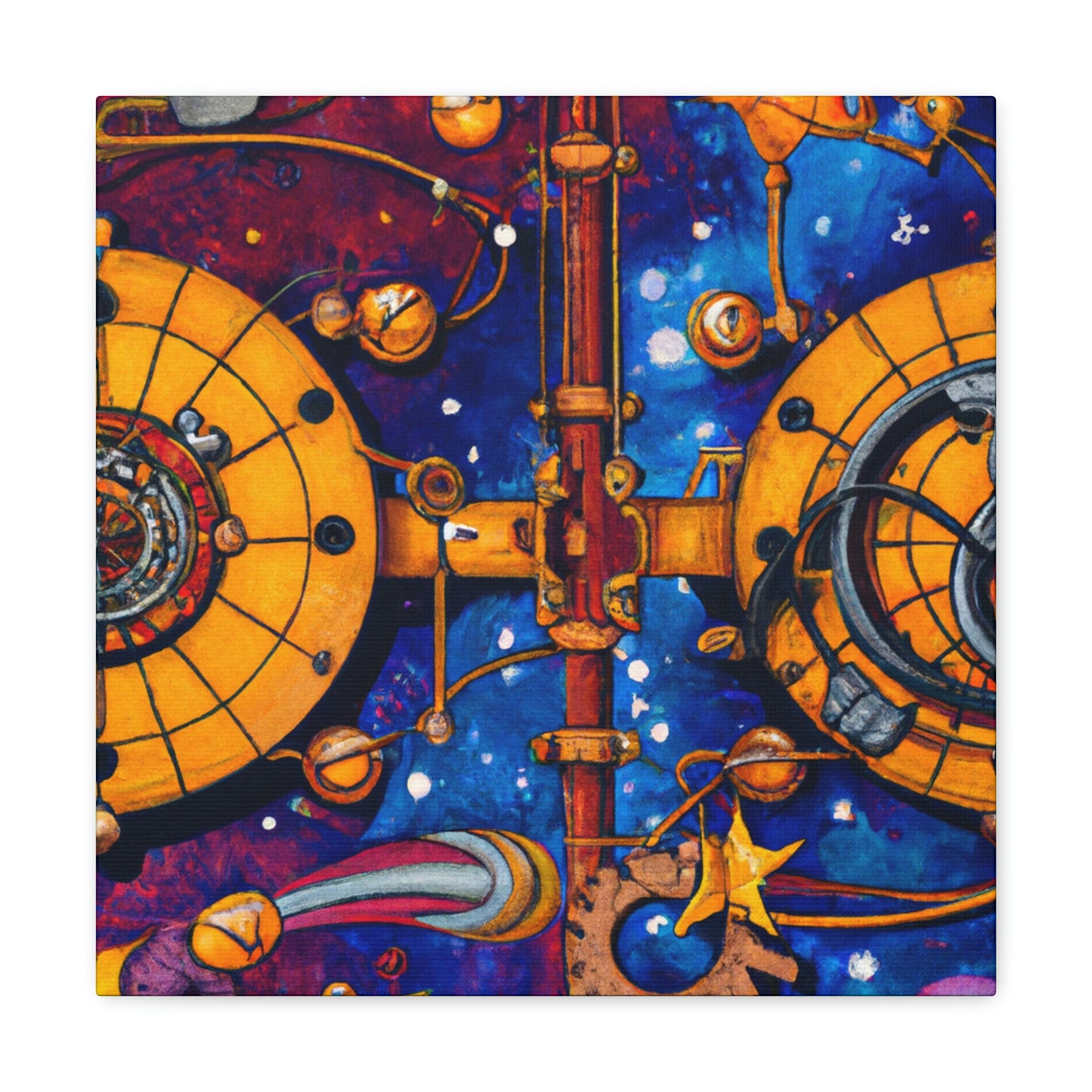 "Starlit Clockwork Skies" - Canvas