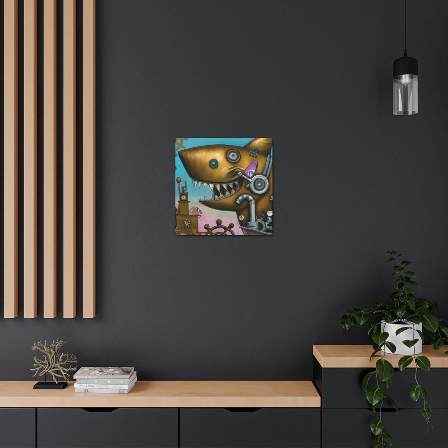 "Shark in Steampunk Goggles" - Canvas