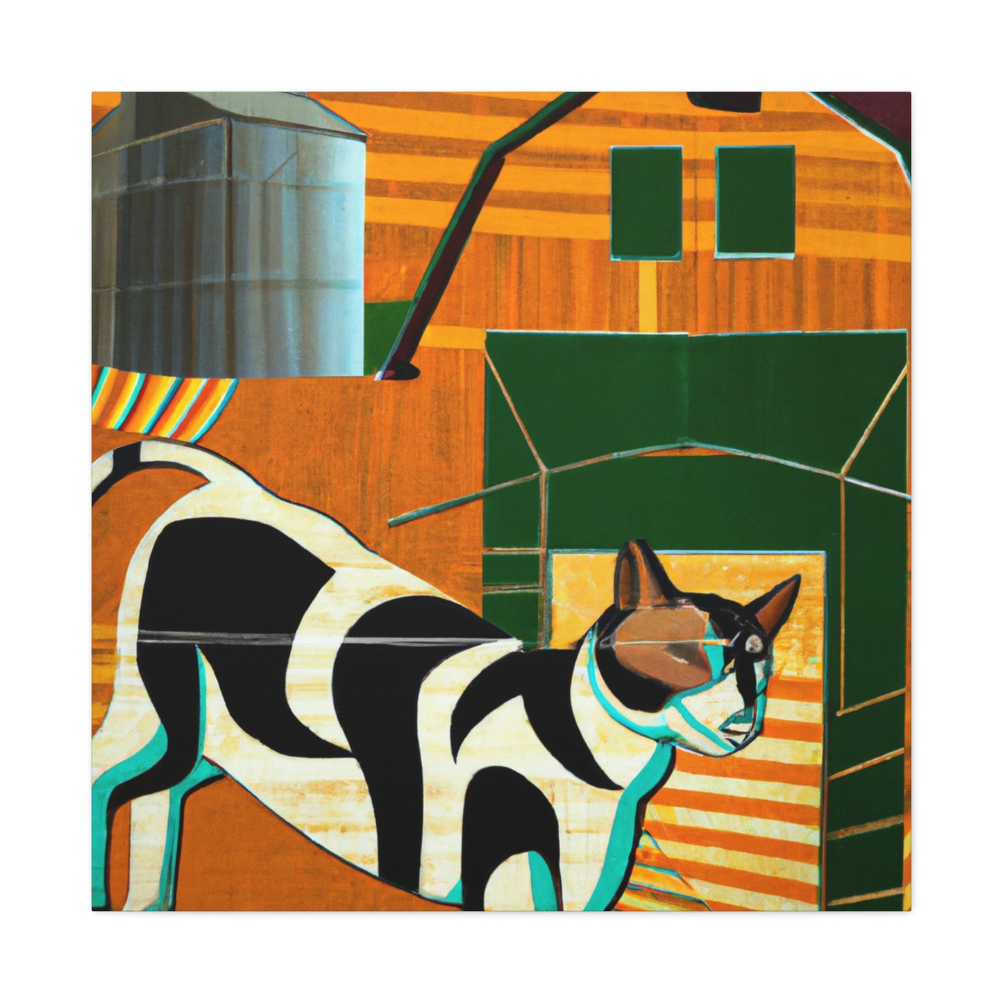 "Barn Cat Art Deco" - Canvas