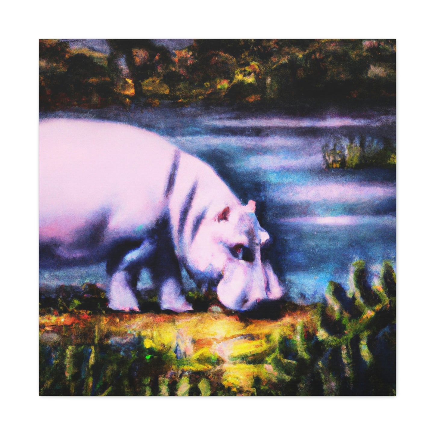 Hippo in Deco Style - Canvas