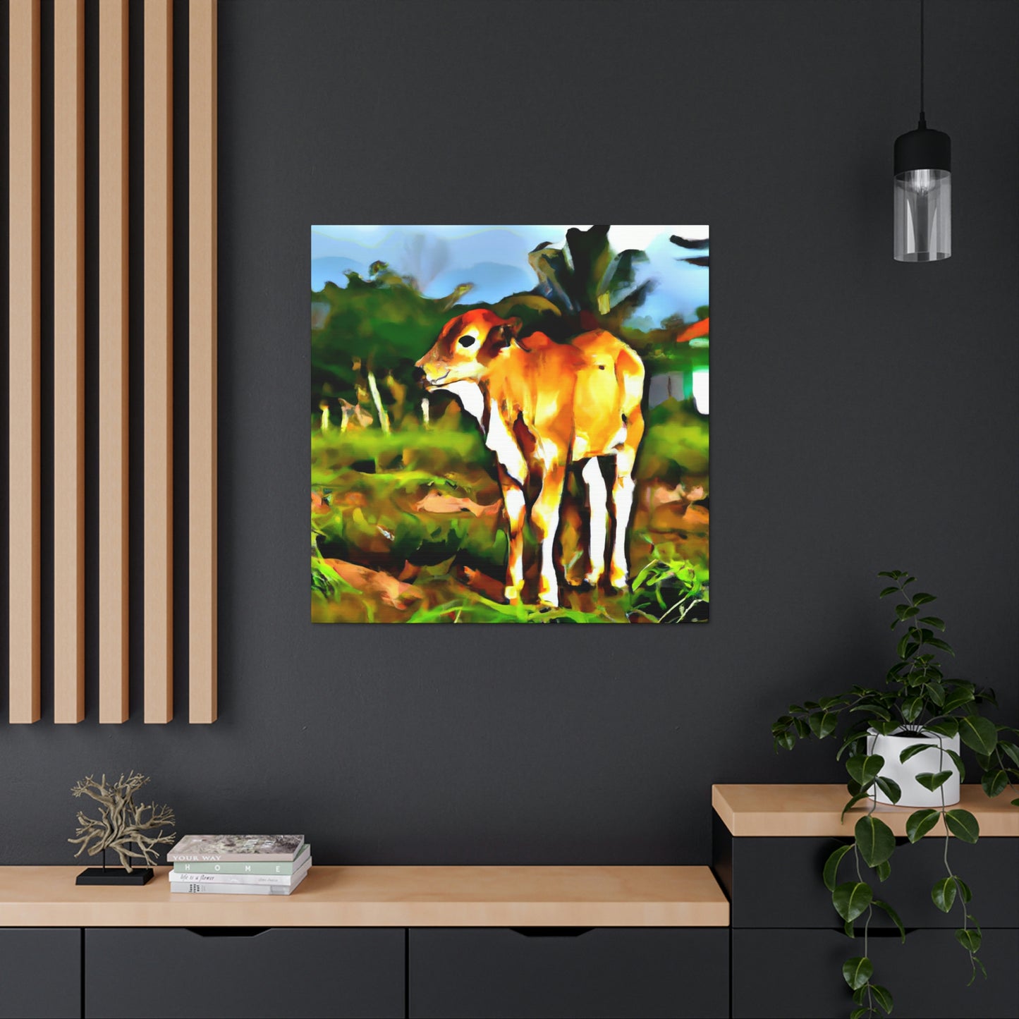 Calf in Neon Glory - Canvas