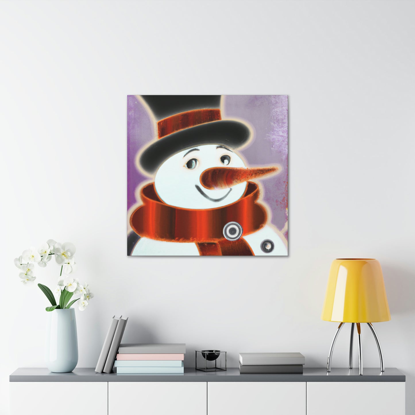 "Snowman's Art Deco Aura" - Canvas