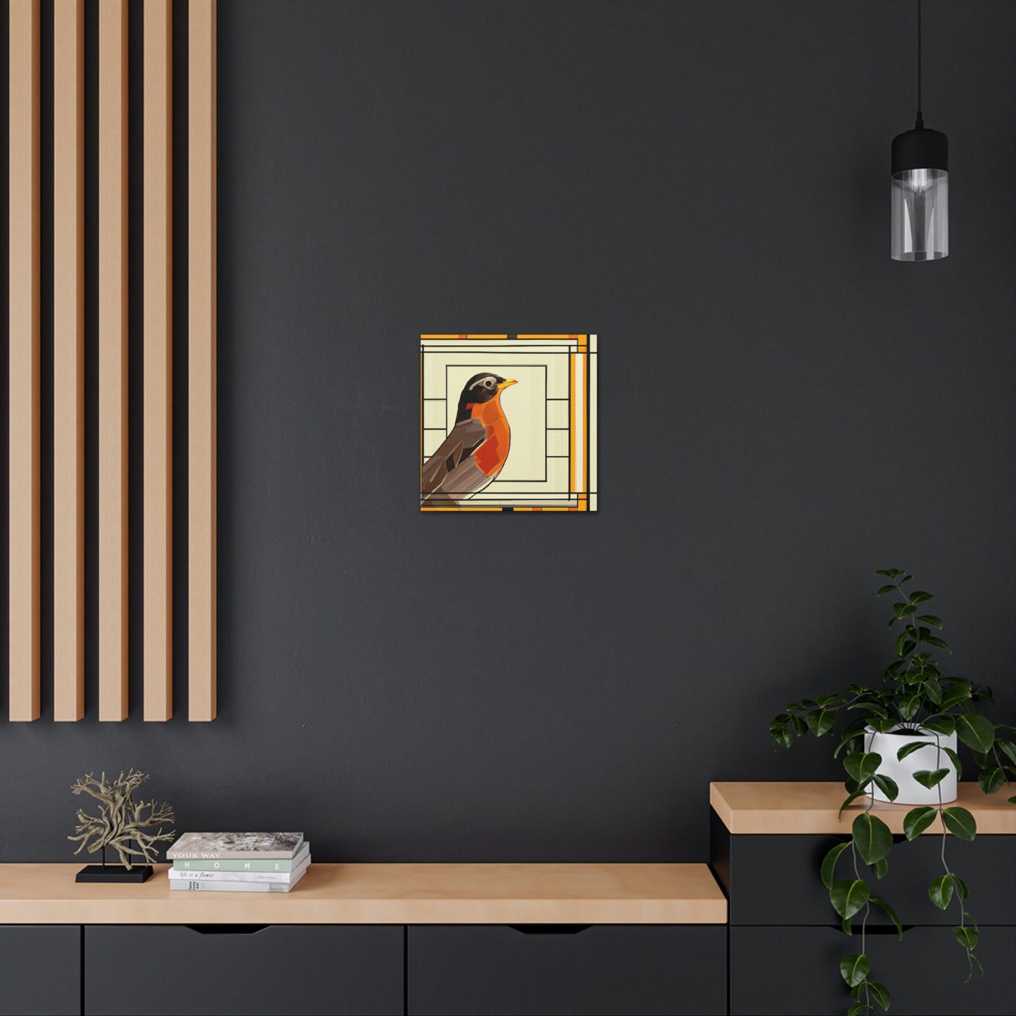 "Singing Art Deco Robin" - Canvas