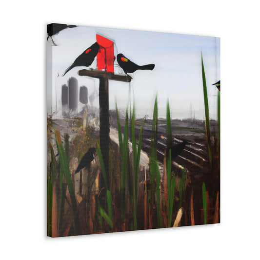 "Red-Winged Art Deco" - Canvas