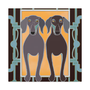 "Weimaraner on Sunset" - Canvas