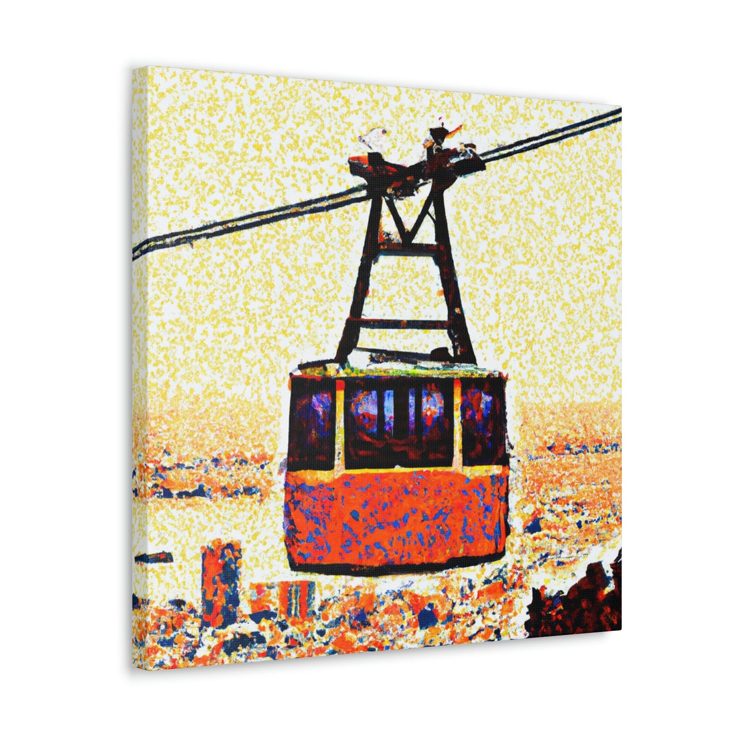 Cable Car Pointillism - Canvas