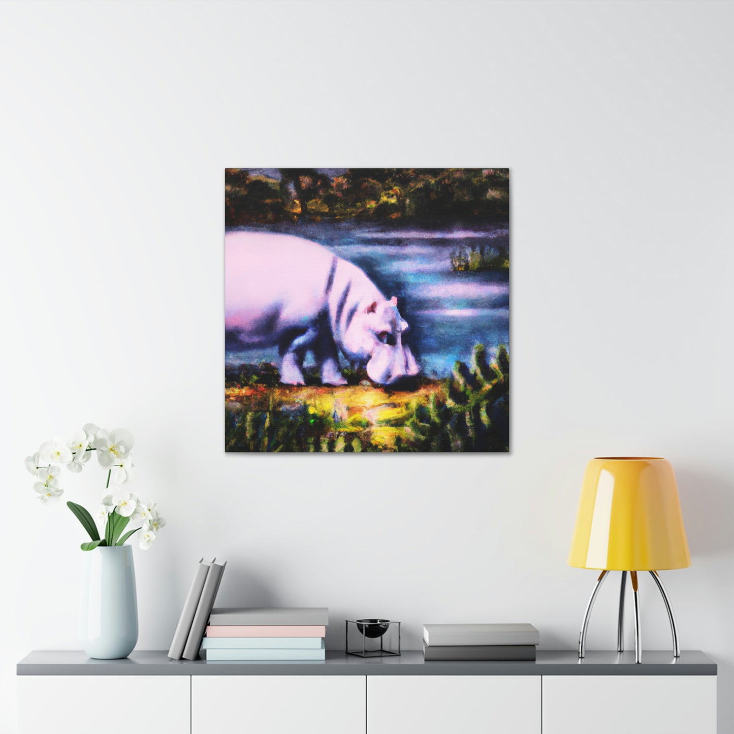 Hippo in Deco Style - Canvas