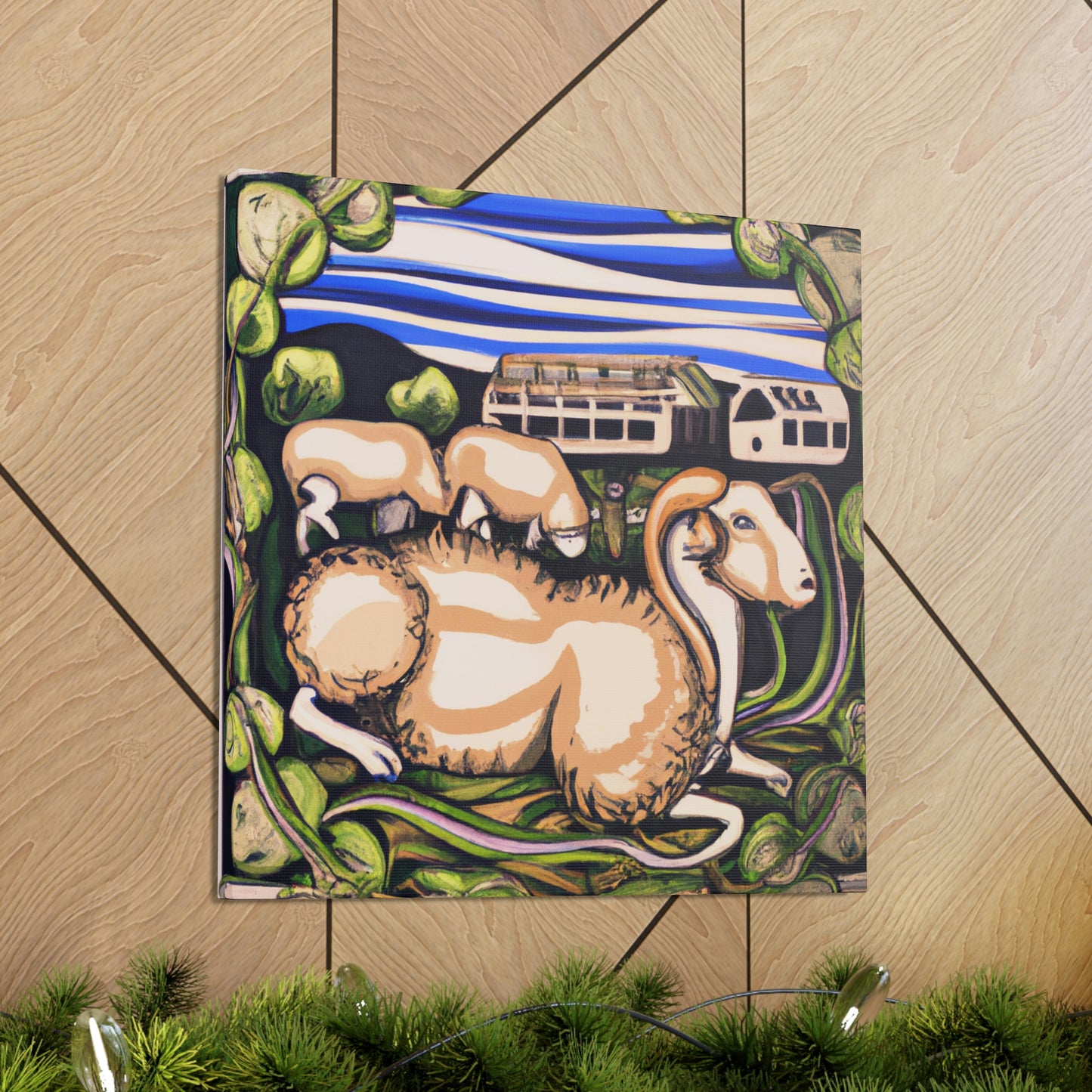 Sheep in Jamunarose - Canvas