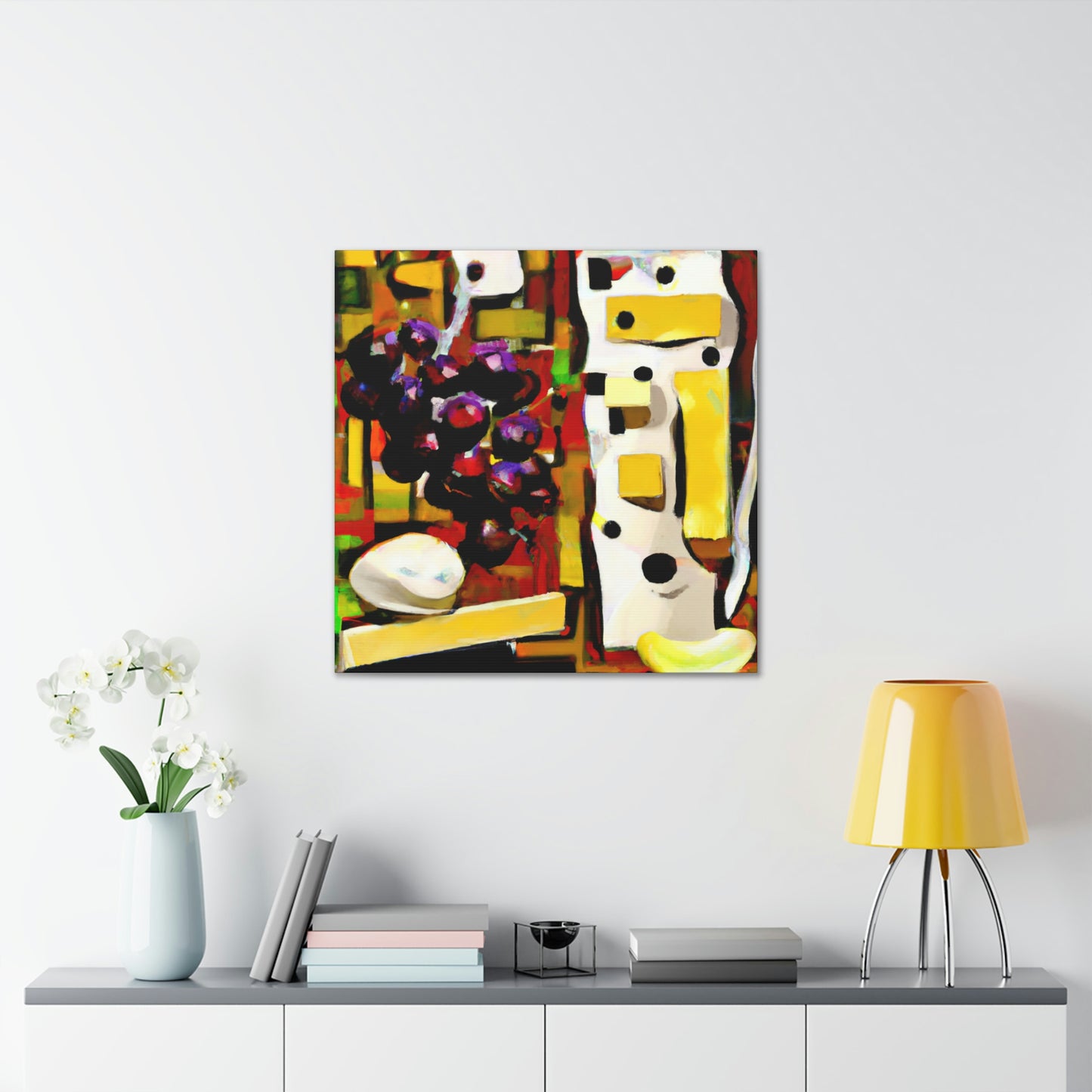 "Cheese and Grapes Collage" - Canvas