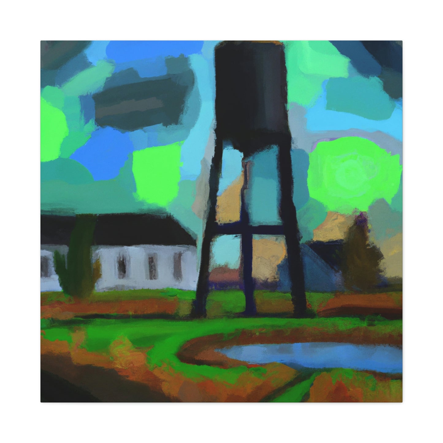 "Water Tower Expressionism" - Canvas