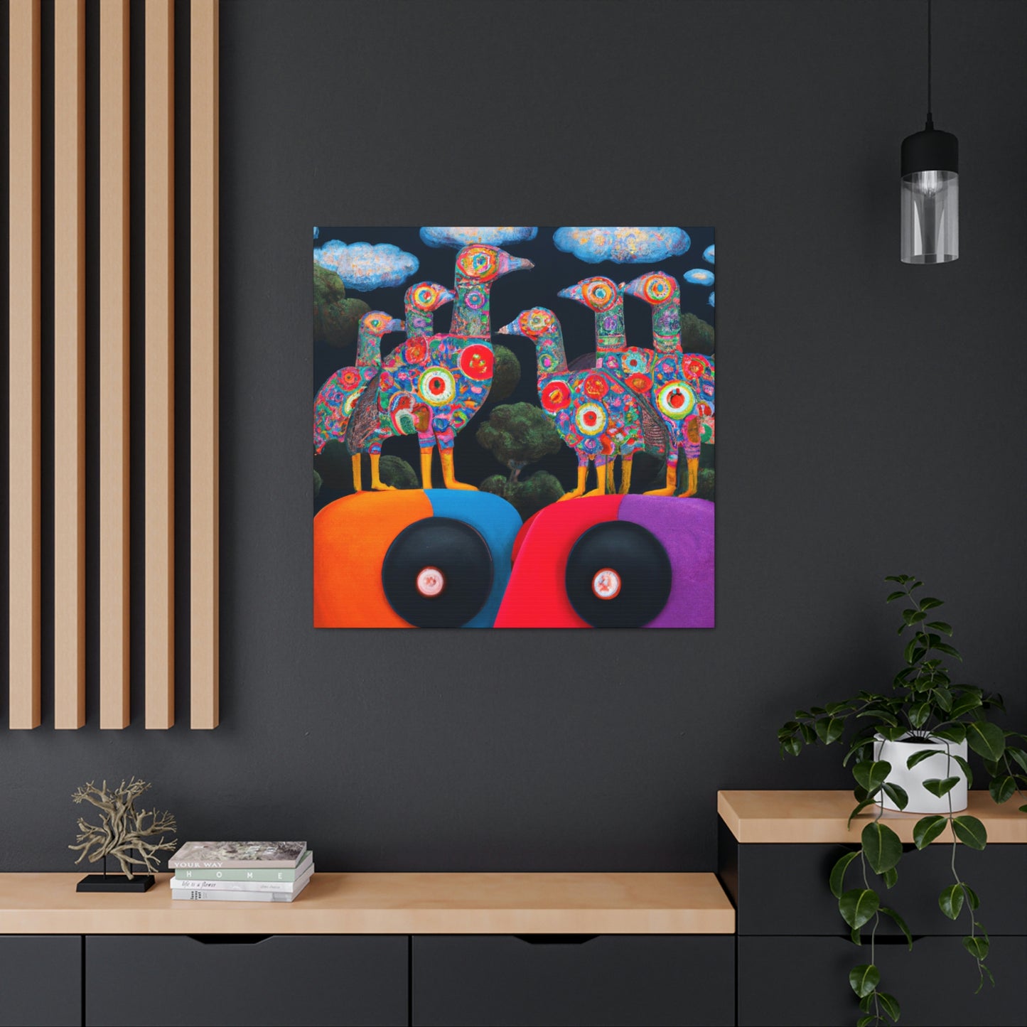 "African Grey Folk Art" - Canvas