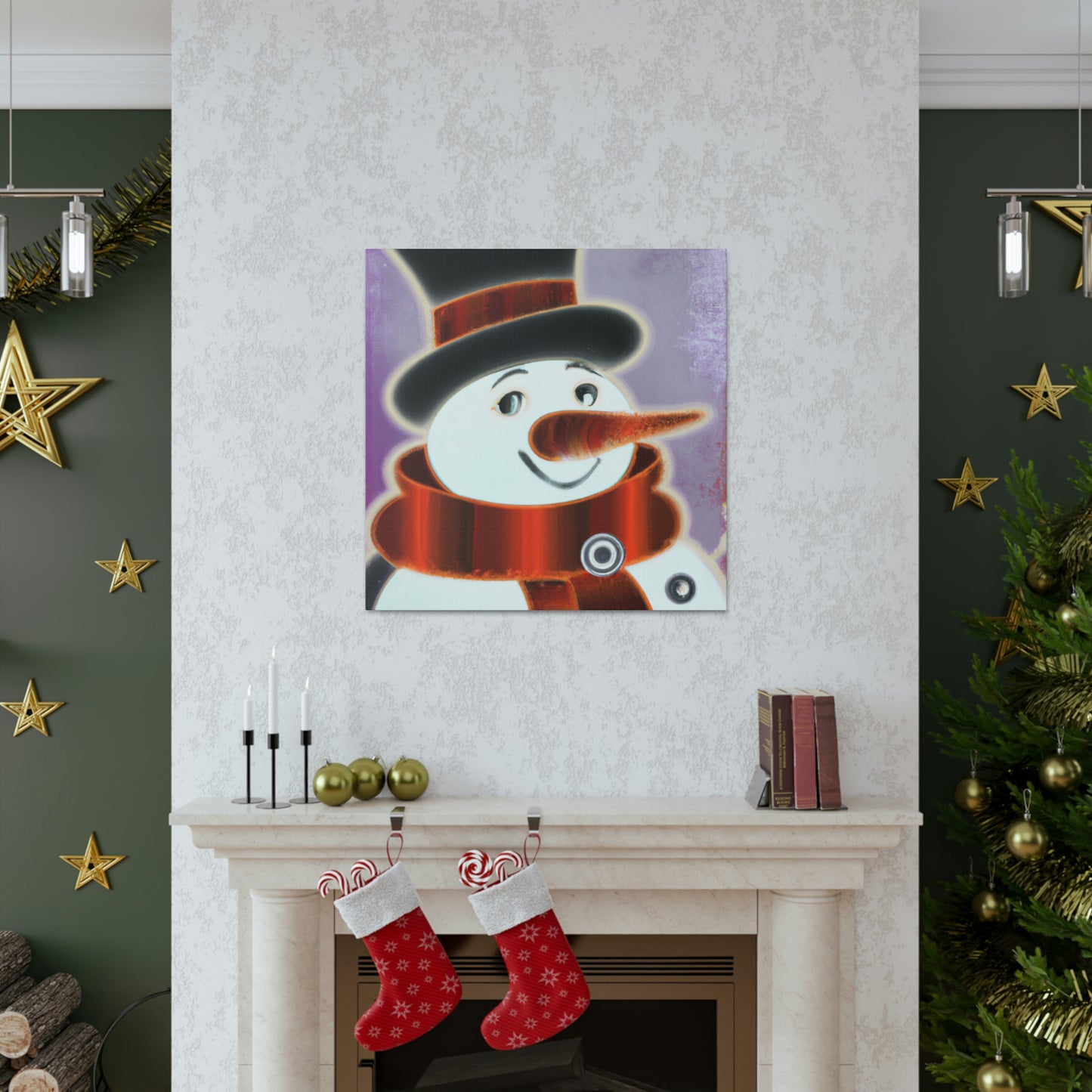 "Snowman's Art Deco Aura" - Canvas