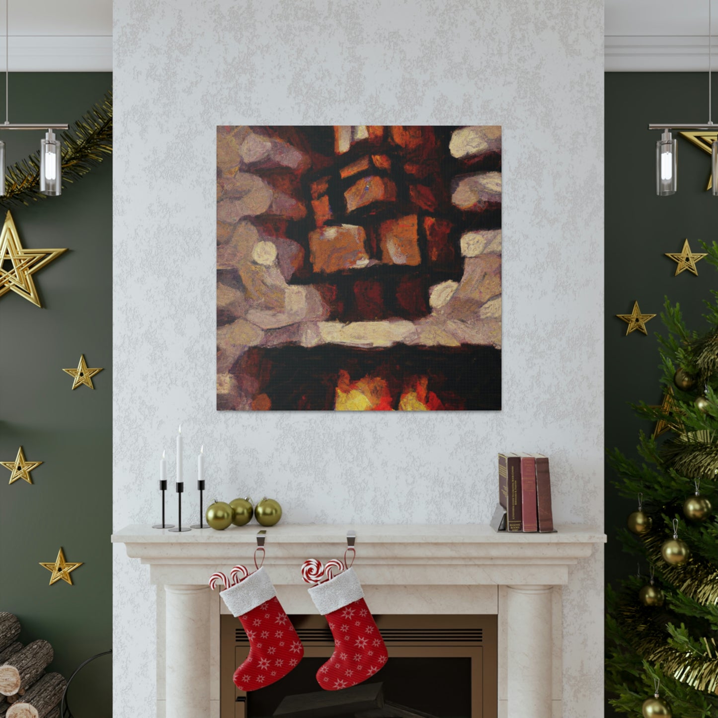 Fiery Hearth Embers - Canvas