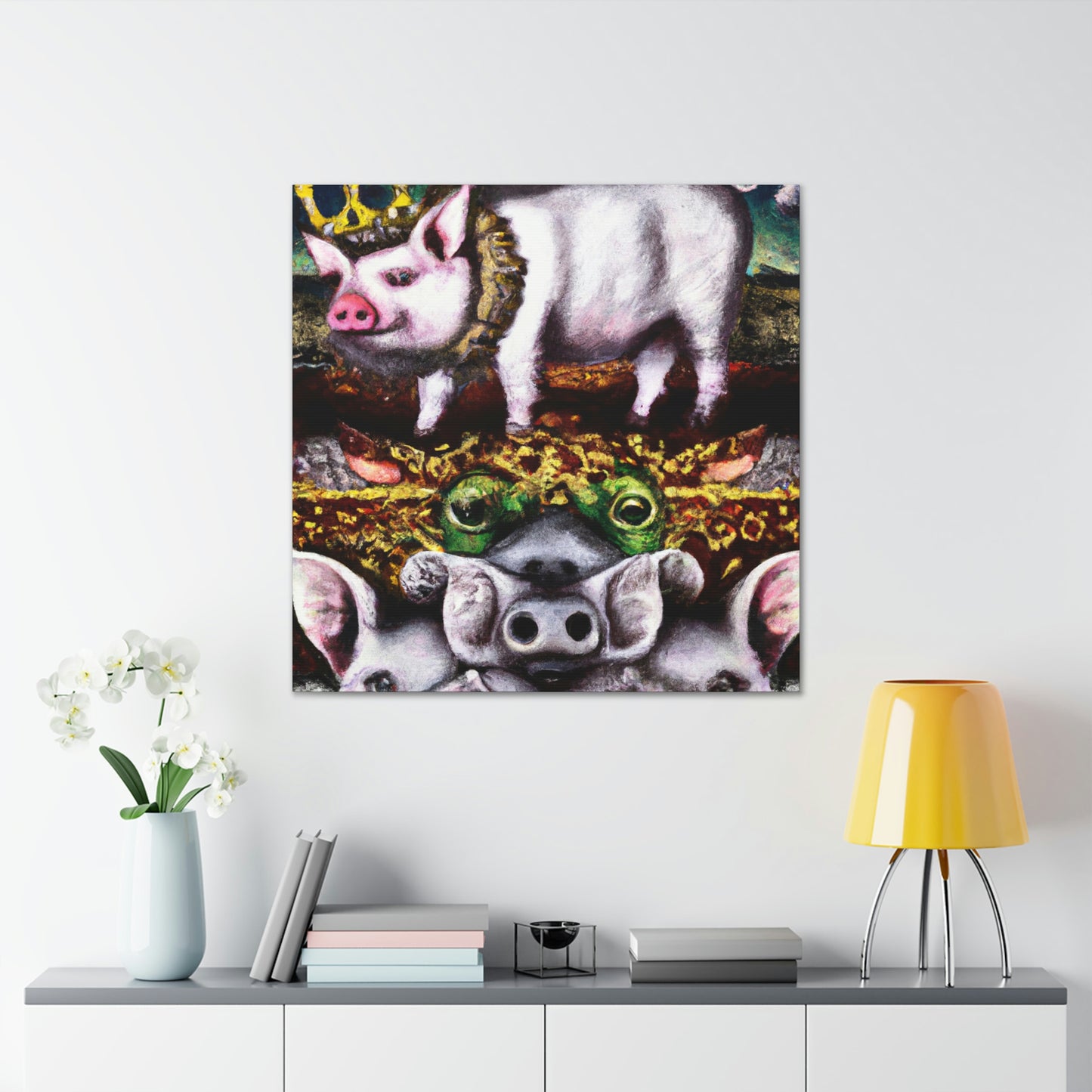 "Pigs in Baroque Style" - Canvas