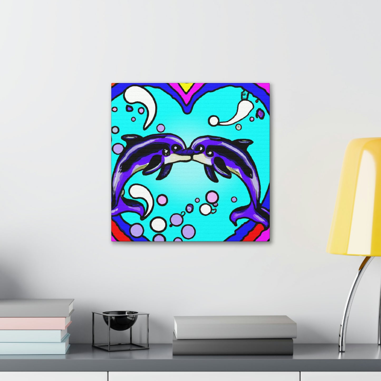 Loving Dolphin Pop Art - Canvas