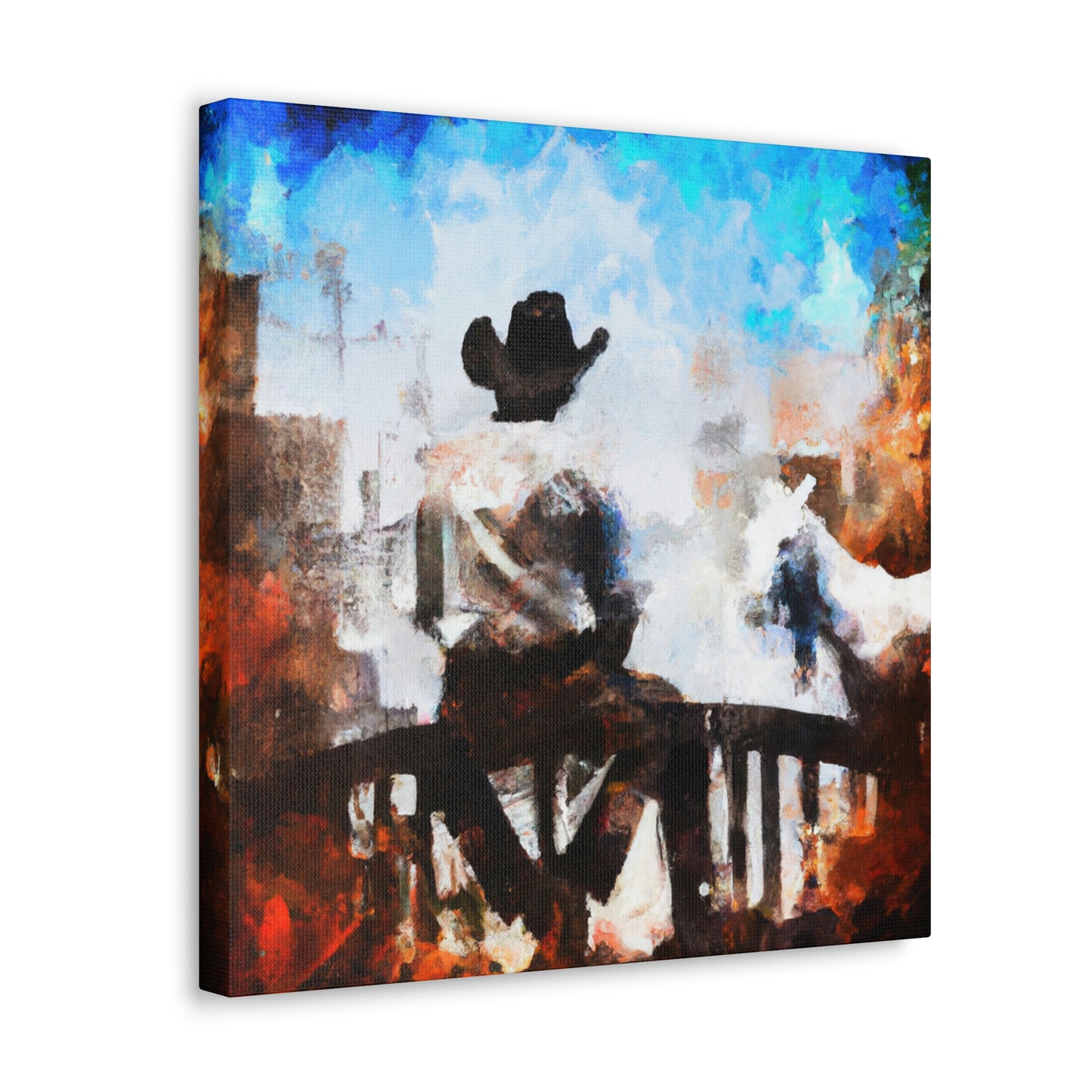 Cowboy on a Fence - Canvas