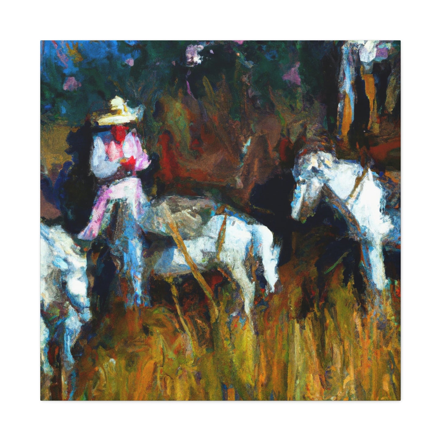 "Grazing Horses, Expression" - Canvas