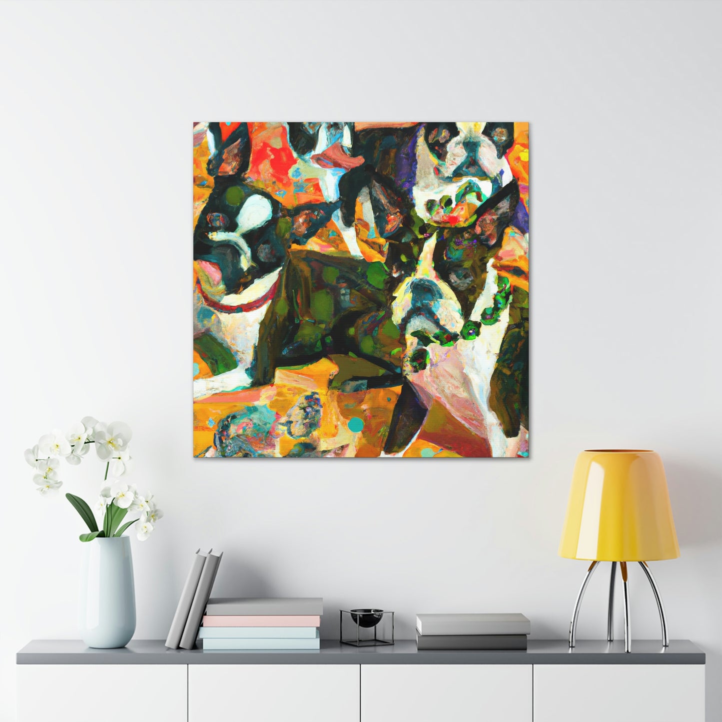 Boston Terrier Expressionism - Canvas