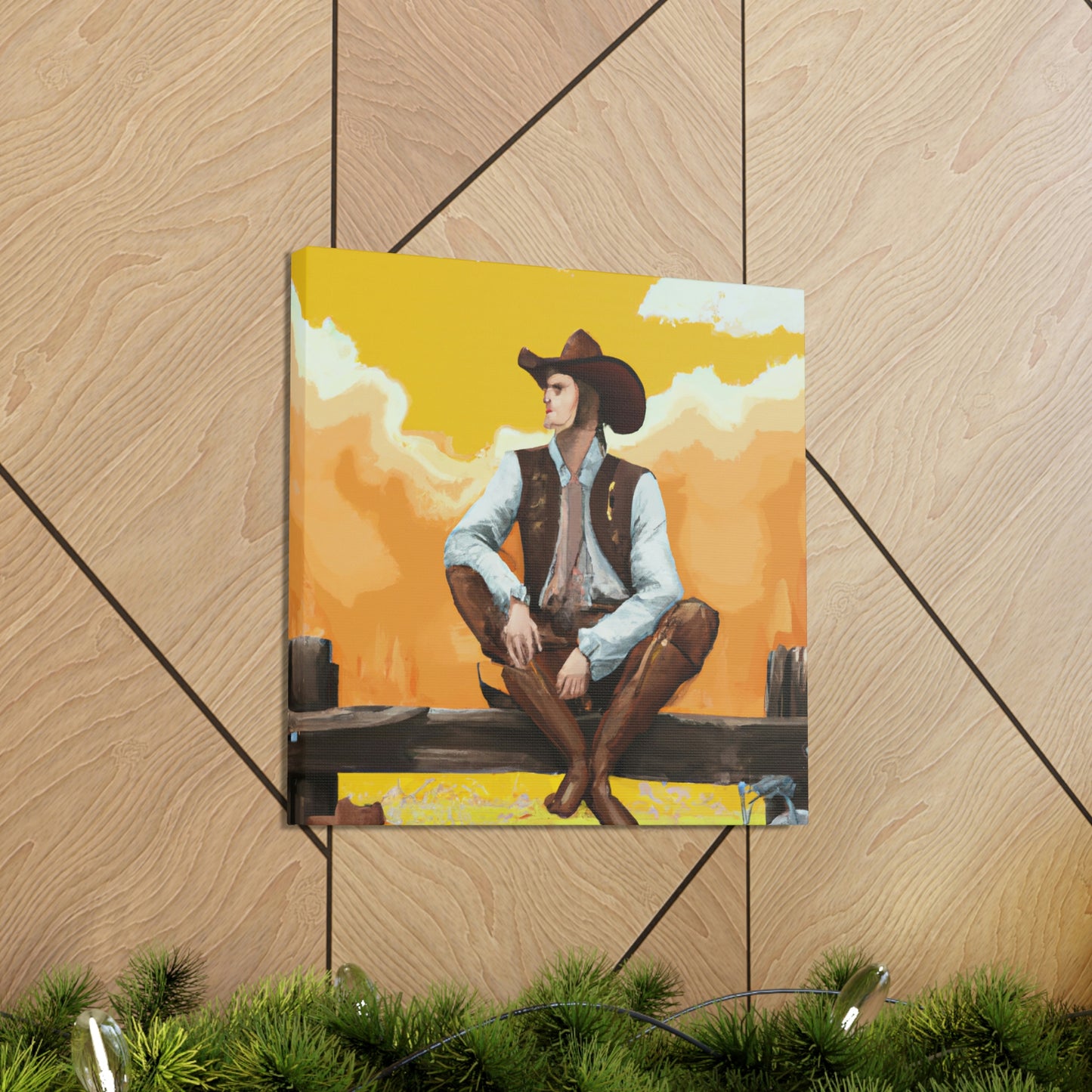 "Cowboy on a Fence" - Canvas