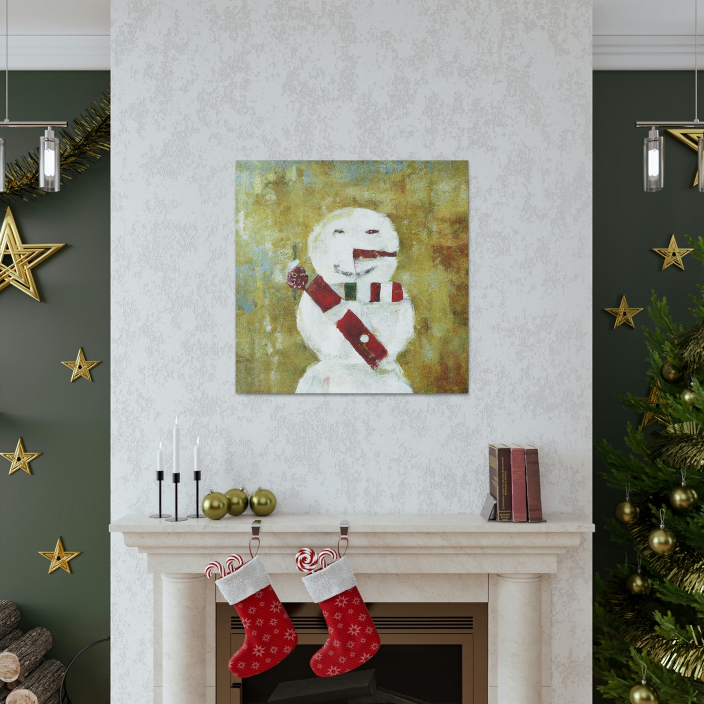 "Snowman in Winter Glow" - Canvas