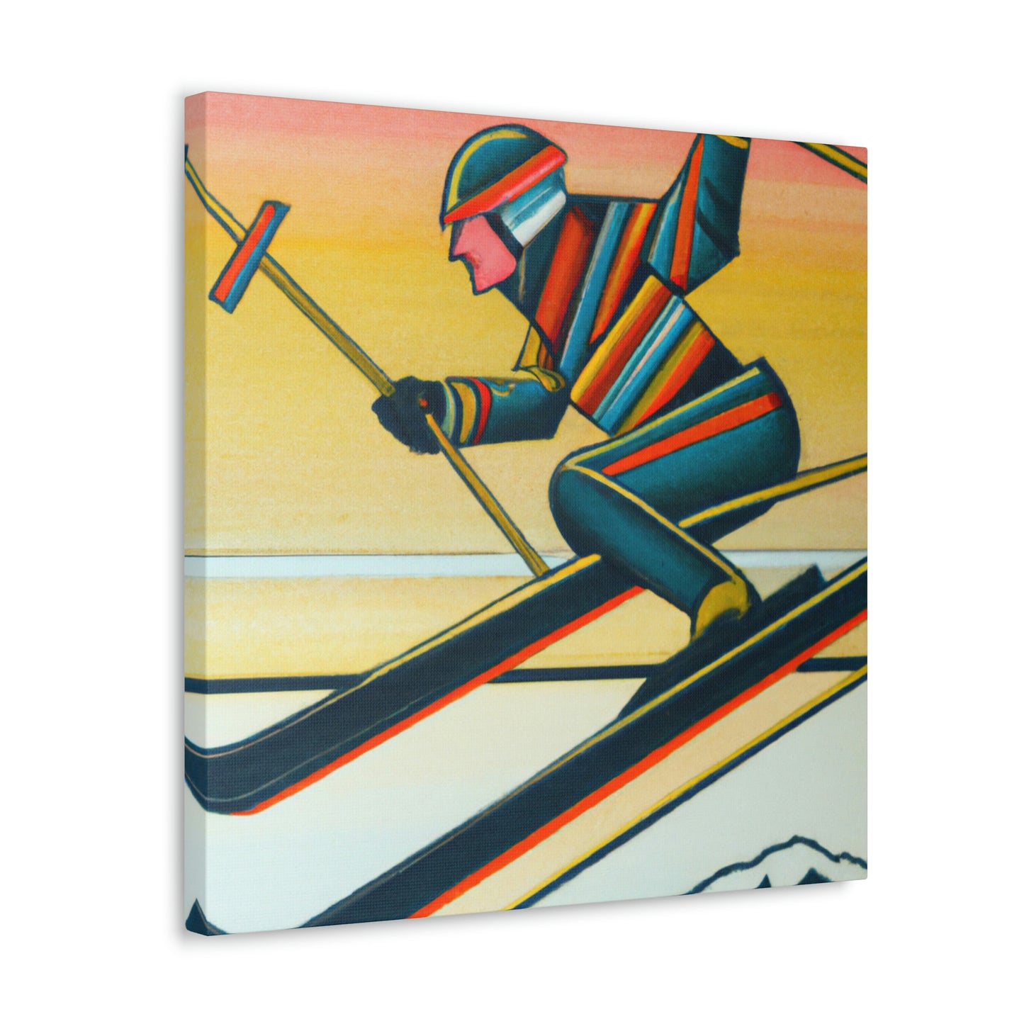 Snowy Art Deco Slopes - Canvas