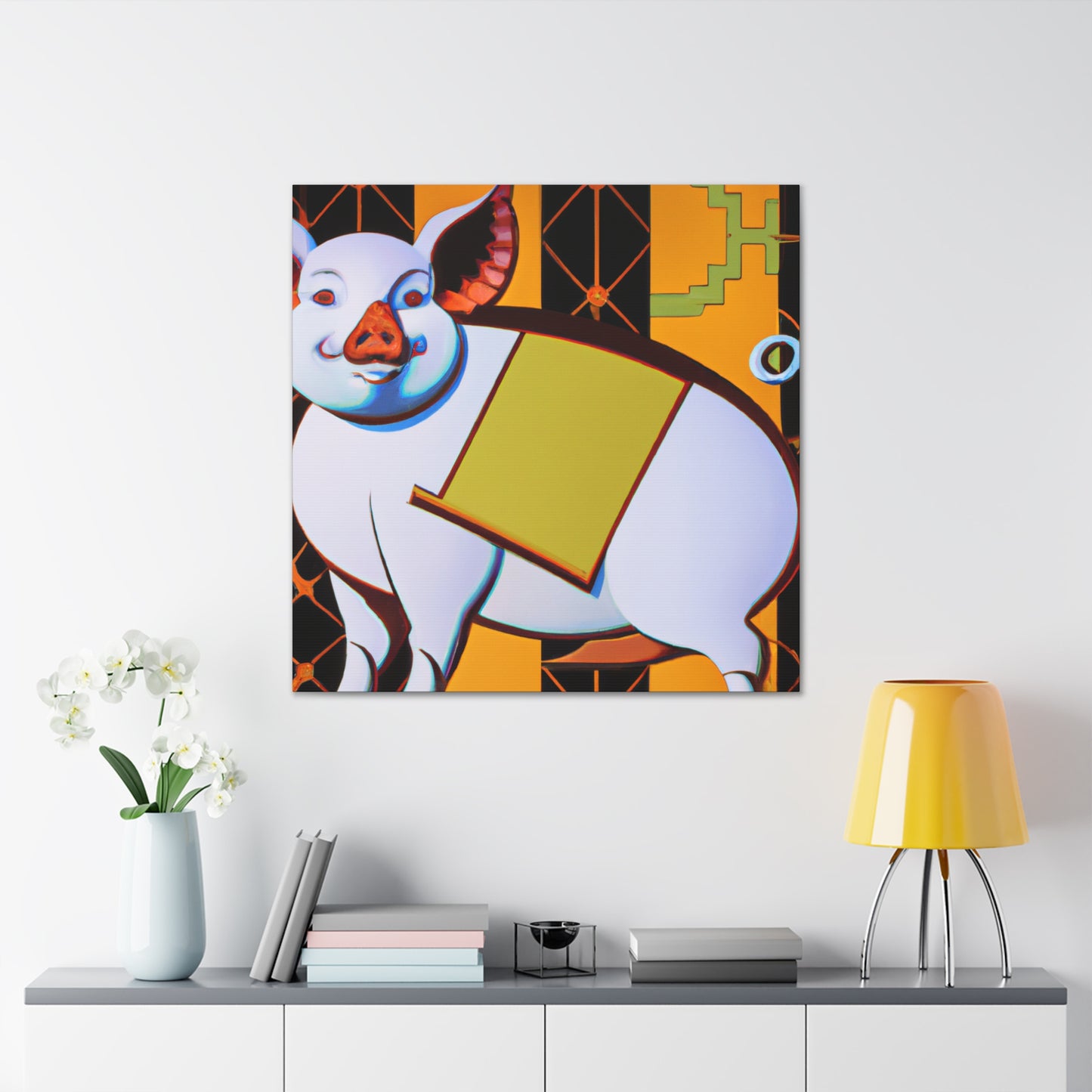 "Piggy's Deco Gleam" - Canvas