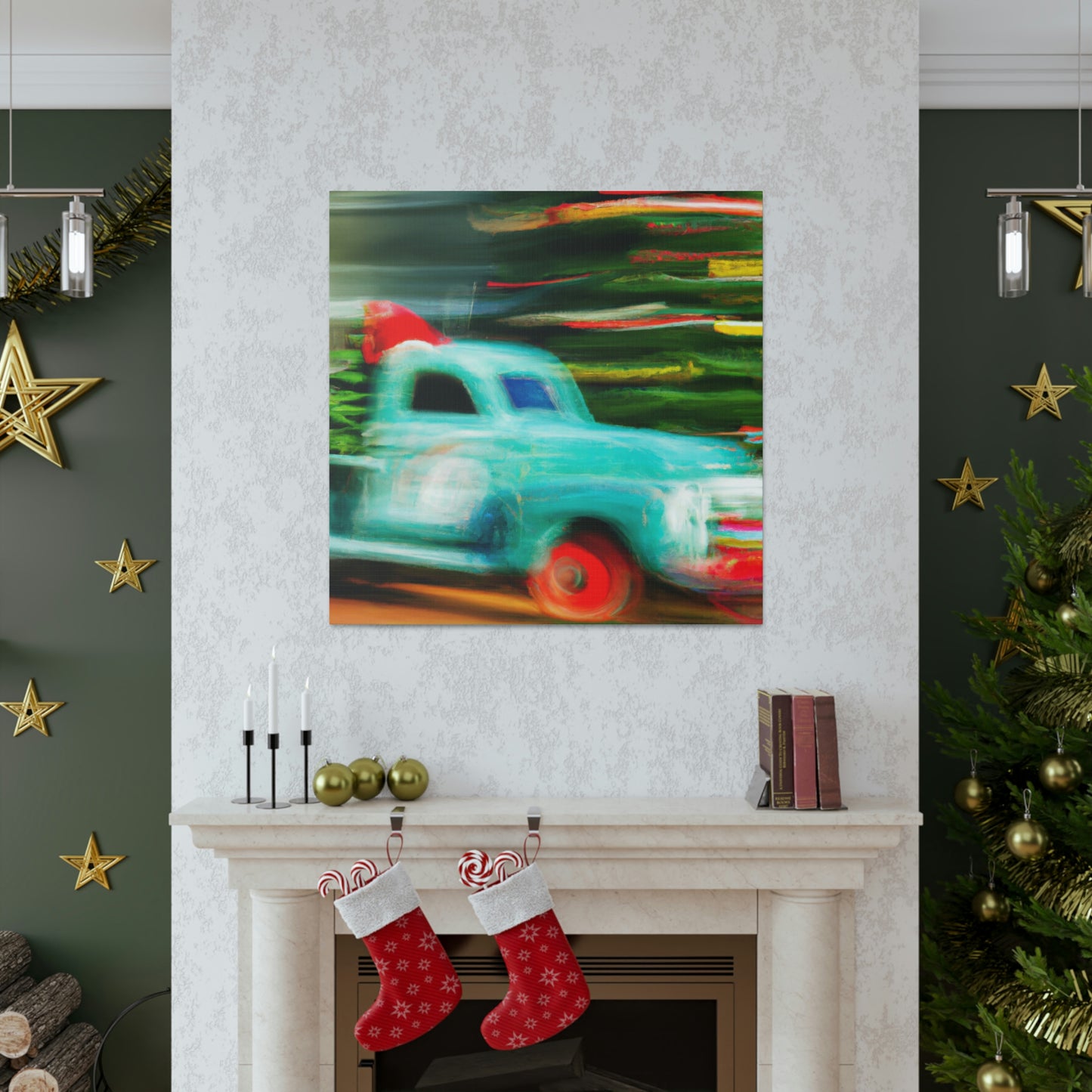 "Vintage Christmas Delivery Truck" - Canvas