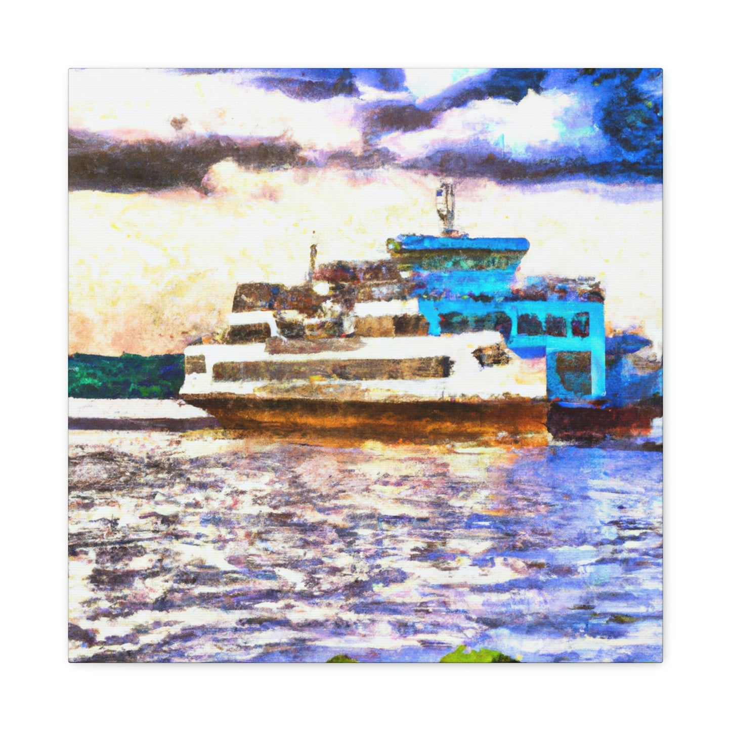 Ferry at Nightfall - Canvas