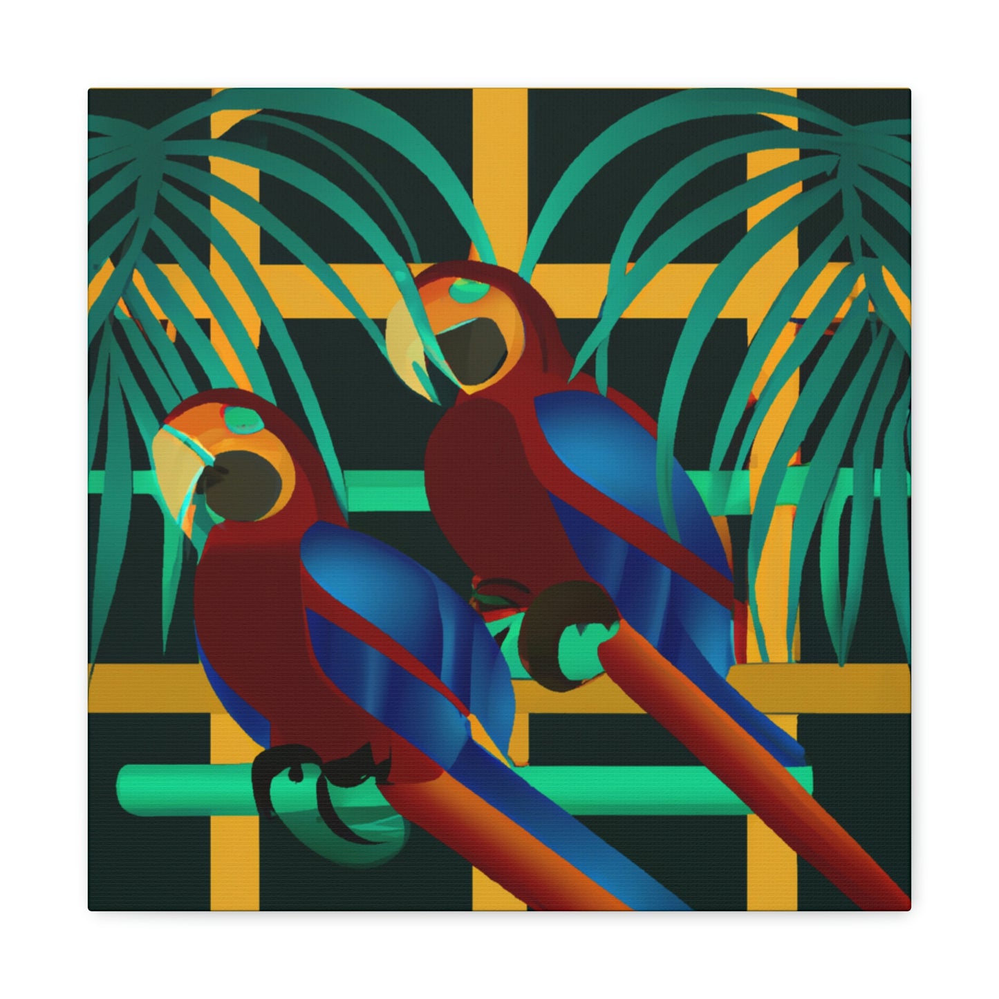 "Macaws in Neon Hues" - Canvas