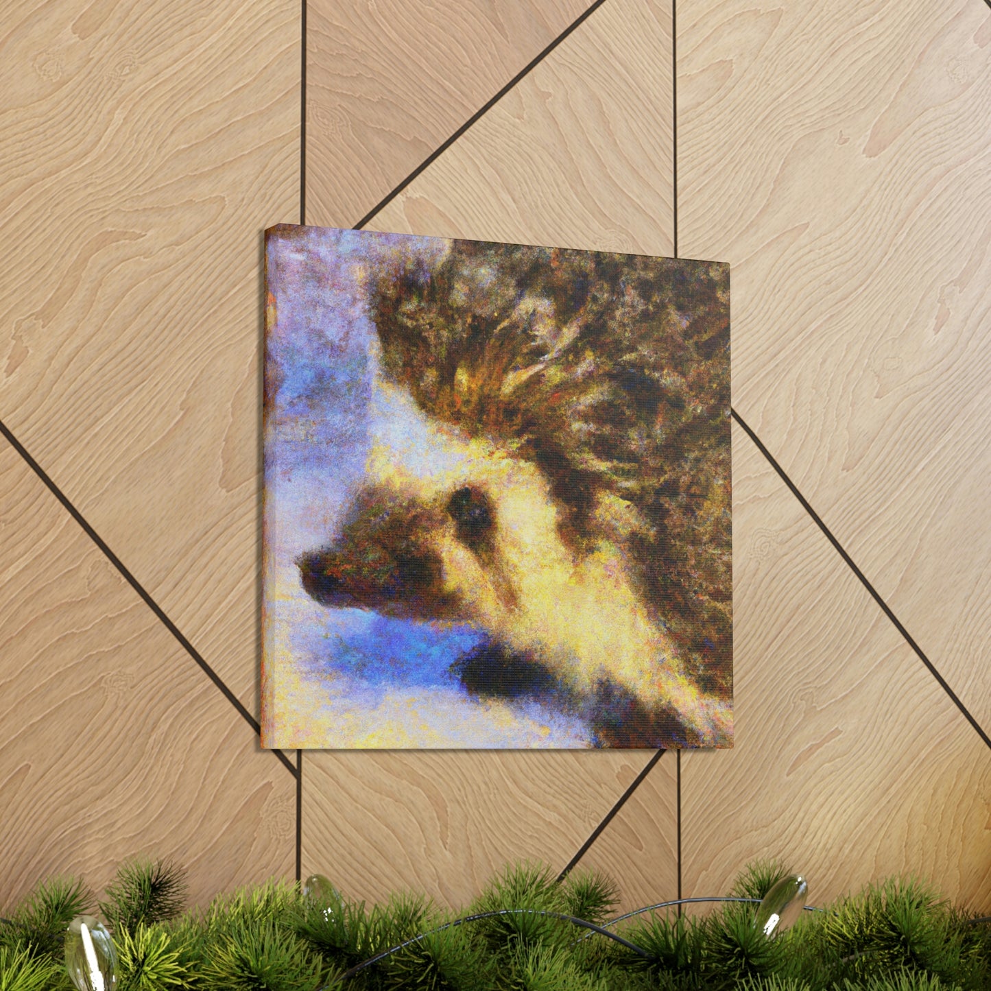 "Hedgehog among Flowers." - Canvas