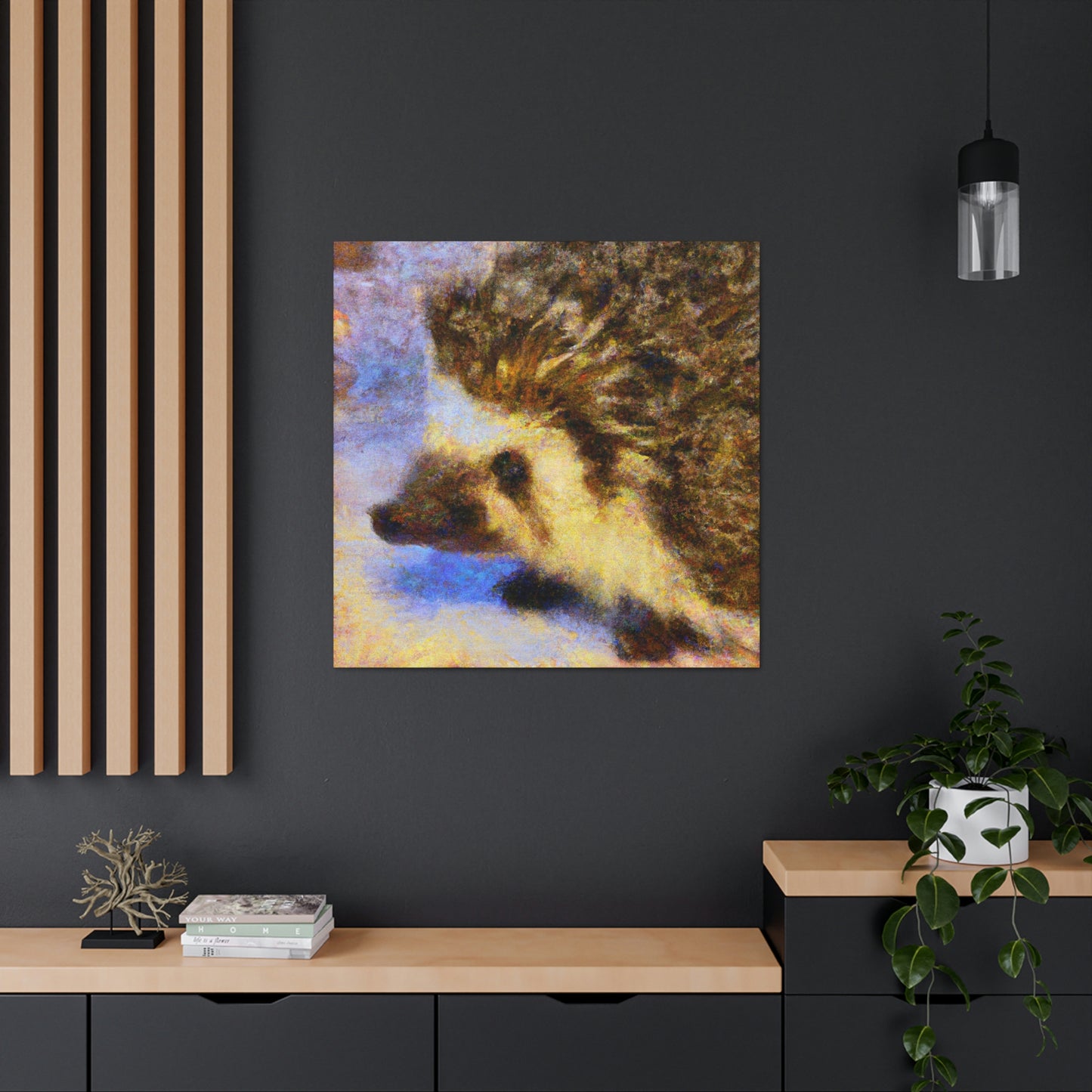 "Hedgehog among Flowers." - Canvas