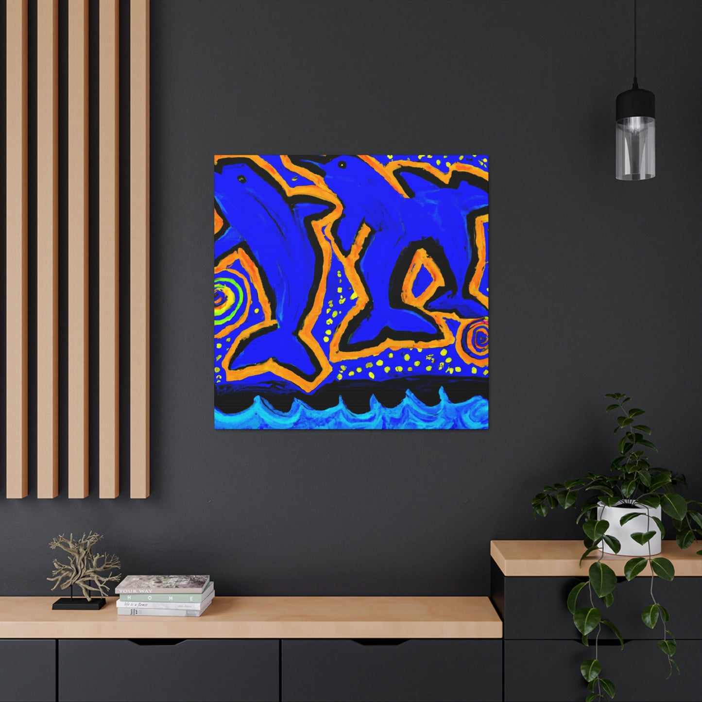 Dolphins in Abstract Forms - Canvas