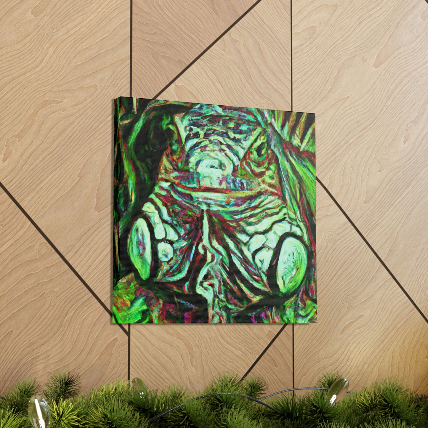 "Green Iguana Expressionism" - Canvas